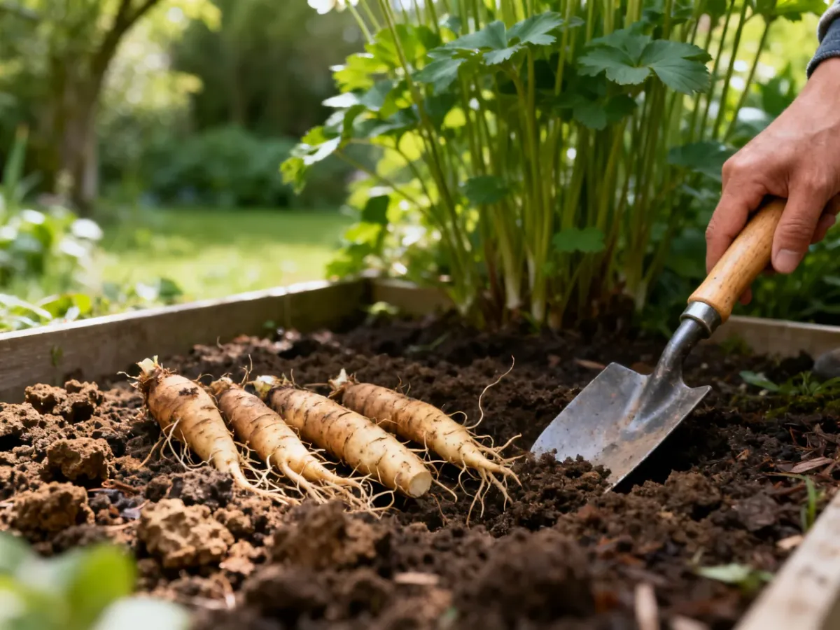 Poziome sadzenie kłączy zawilca japońskiego